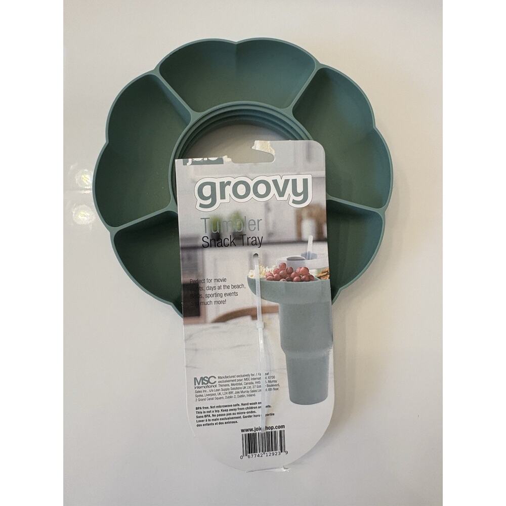 Joie Groovy Tumbler Snack Tray - Teal Green Divided Server NWT